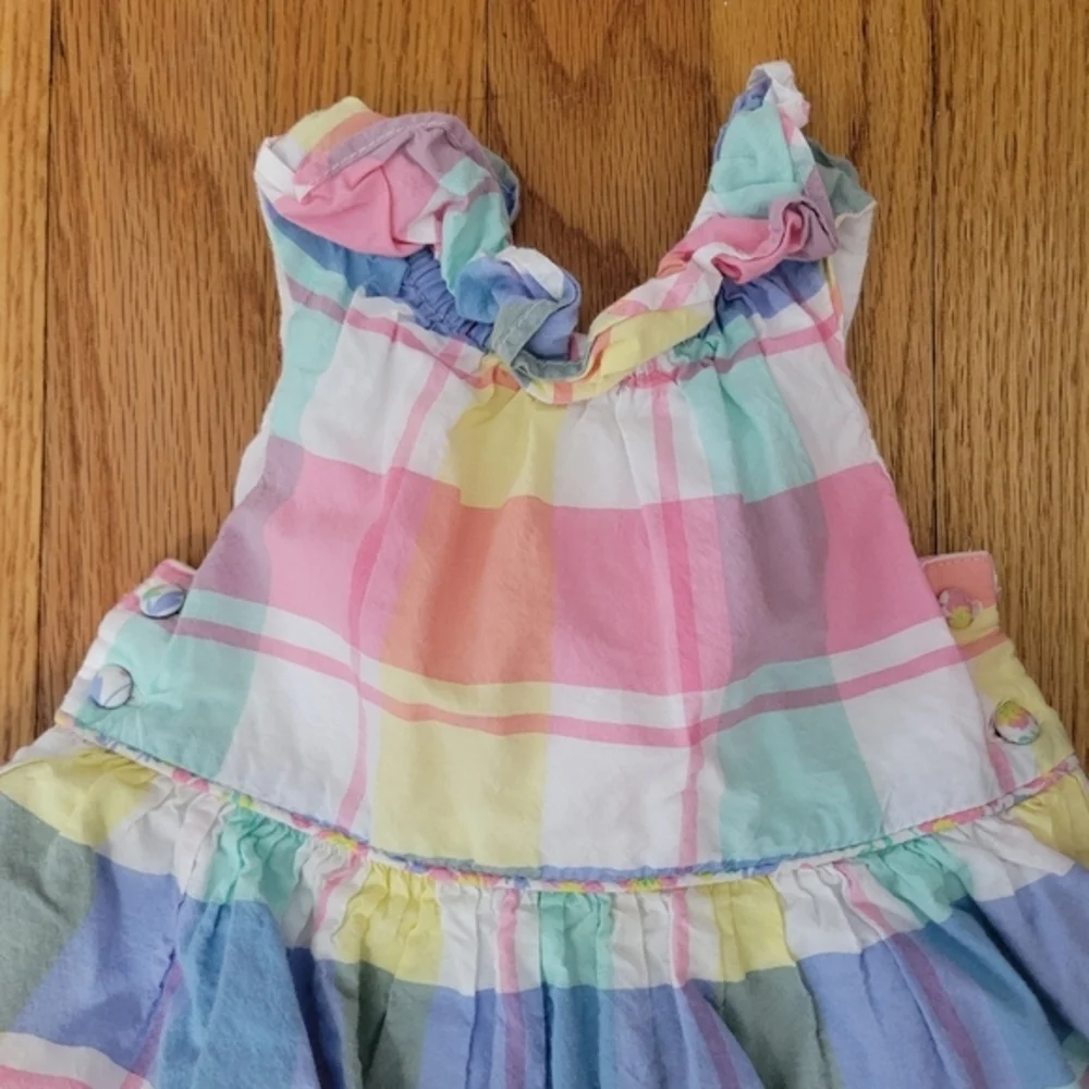 Tommy Bahama Toddler Girl Pastel‎ Plaid Summer Outfit Dress & Bloomers 18 months